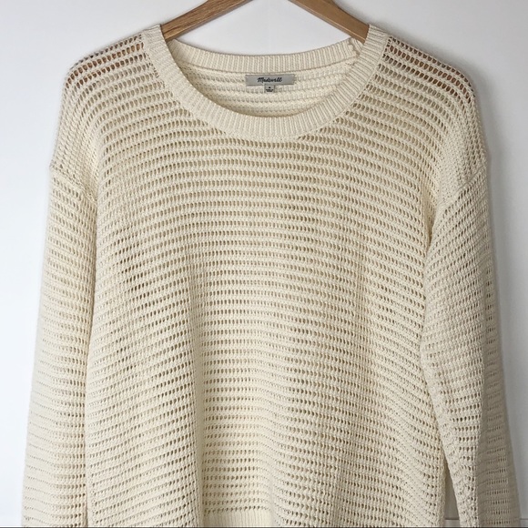 EUC Madewell Ivory Northshors Open Knit Pullover - Picture 3 of 10